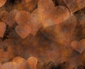 Rusty metal painted hearts backgrounds