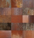 Rusty metal texture set fifteen textures. Royalty Free Stock Photo