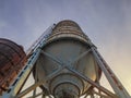 A rusty metal silo in an abandoned factory in a Bosanski Brod, Bosnia and Herzegovina