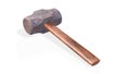 Rusty metal sledge hammer isolated on white background