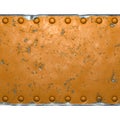 Rusty metal strip with rivets on the center against on white background 3d Royalty Free Stock Photo