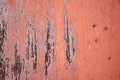 Rusty metal surface with peeled paint and etched numbers. Abstract background texture. Royalty Free Stock Photo