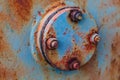 Rusty metal surface with round cover