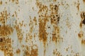 Rusty metal surface with streaks of rust.  Rusted white painted metal wall. Metal  abstract texture Royalty Free Stock Photo