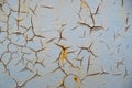 Rusty metal texture background with cracked white-blue paint Royalty Free Stock Photo