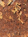 Rusty metal texture background. Metal surface with remnants of old paint and severe corrosion