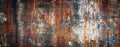 Rusty metal wall, old sheet of iron covered with rust with multi-colored paint Royalty Free Stock Photo