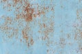 Rusty metal texture with scratches and cracks. paint traces. Blue, white and grey colors. Copy space Royalty Free Stock Photo