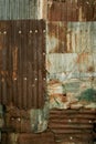 Rusty corrugated metal wall grunge background texture Royalty Free Stock Photo