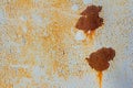 Rusty metal wall with cracked blue paint, rust through the paint, close-up Royalty Free Stock Photo