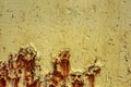 Rusty metal wall, old sheet of iron covered with rust with multi-colored paint. Large cracks. ÃÅ¾ld Rusty metal background Royalty Free Stock Photo