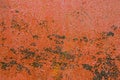 Rusty metal wall texture, old iron sheet covered with rust and corrosive paint. Royalty Free Stock Photo