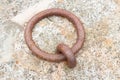 Rusty mooring ring at Anstruther Harbor in Scotland Royalty Free Stock Photo