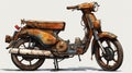 Rusty Moto Bike Drawing With Realistic Color Palette