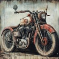 Old, heritage and Rusty Motorcycle Art Royalty Free Stock Photo