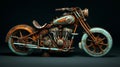 Rusty Motorcycle: Realistic And Hyper-detailed Renderings In Dark Cyan And Orange Royalty Free Stock Photo