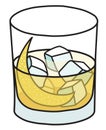 Rusty Nail classic IBA listed unforgettable cocktail in rocks glass. Whiskey and honey liquor based yellow drink