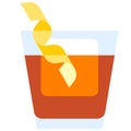 Rusty nail Cocktail icon, Alcoholic mixed drink vector