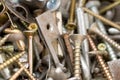 Rusty nails and tapping screws in a bucket Royalty Free Stock Photo