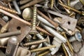 Rusty nails and tapping screws in a bucket Royalty Free Stock Photo