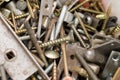 Rusty nails and tapping screws in a bucket Royalty Free Stock Photo