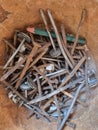 rusty nails and used nails