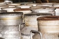 Rusty nostalgic milk cans Royalty Free Stock Photo