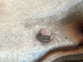 Rusty nut on machine Royalty Free Stock Photo