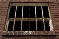 Rusty Old Barred Window With Black Background