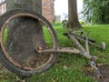 A rusty old bicycle found in the river severn Royalty Free Stock Photo