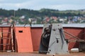 Rusty old boat winch on the dock Royalty Free Stock Photo