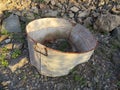 Rusty Old Bucket at Abandoned Mine Site in Arizona Desert Royalty Free Stock Photo