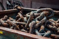 Rusty Old Chain in a Sea Port Royalty Free Stock Photo