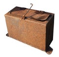 Rusty old  closed  vintage empty metal box for tools isolated Royalty Free Stock Photo