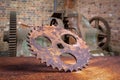 Rusty old cog with a face Royalty Free Stock Photo