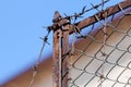 Rusty old fences of barb wire Royalty Free Stock Photo