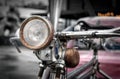 Rusty Old Lamp on a old Tricycle Royalty Free Stock Photo