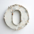 Rusty Old Letter O On White Background: Pop-inspired Installation Art