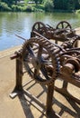 Rusty old machine with cog wheels and levers