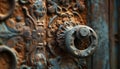Rusty old metal doorknob with ornate decoration generated by AI