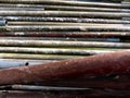 Rusty old pipes for building scaffold Royalty Free Stock Photo