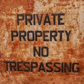 Rusty Old Private Property No Trespassing Sign Royalty Free Stock Photo