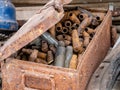 rusty old rusty metal box with ammunition Royalty Free Stock Photo