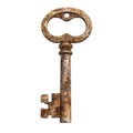 A Rusty Old Skeleton Key Isolated on Black Background Royalty Free Stock Photo