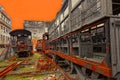 Rusty locomotives and train wagons in Havana, Cuba Royalty Free Stock Photo