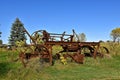 Rusty old  steel road grader with a blade Royalty Free Stock Photo