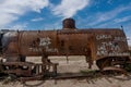 Rusty old steem train at train cemetery in Bolivia Royalty Free Stock Photo