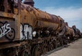 Rusty old steem train at train cemetery in Bolivia Royalty Free Stock Photo