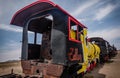 Rusty old steem train at train cemetery in Bolivia Royalty Free Stock Photo