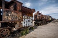 Rusty old steem train at train cemetery in Bolivia Royalty Free Stock Photo